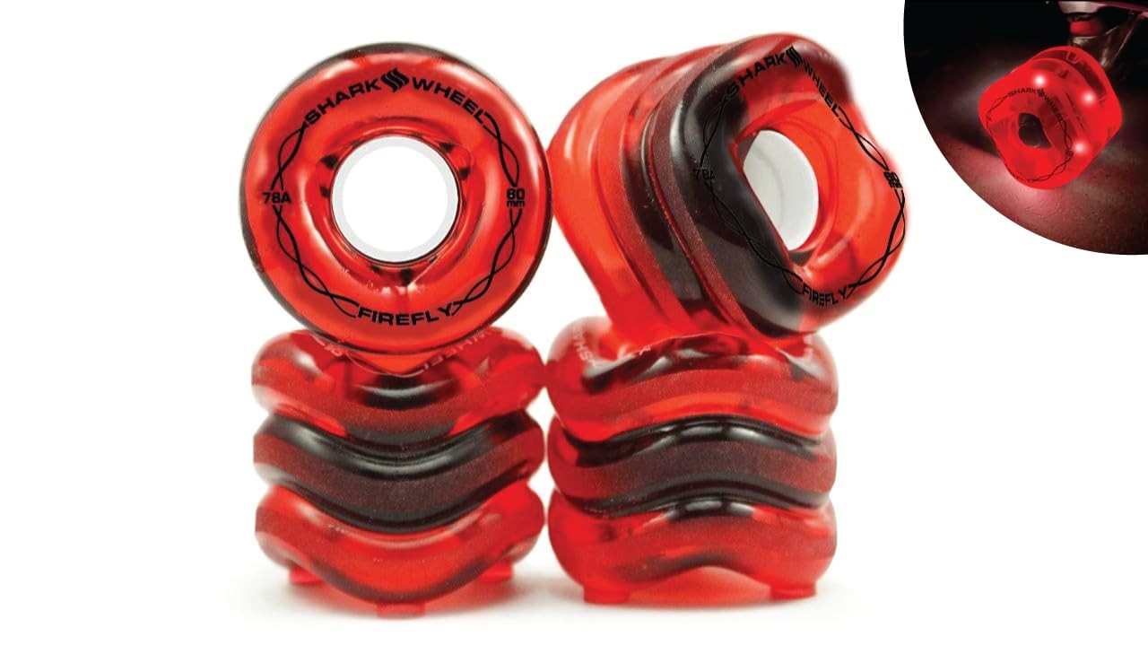 Shark Wheel 60mm, 78a Firefly – Transparent Red with Red Lights