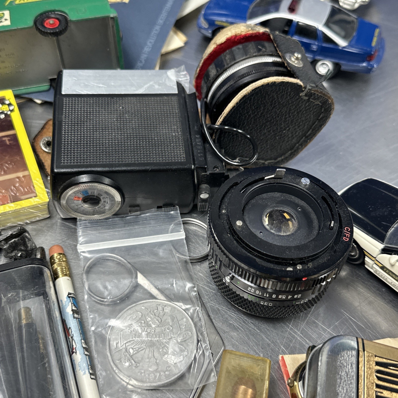 Junk Drawer Job Lot Baseball Card Stamp Jewelry Camera Metal Toys Car Coin #2