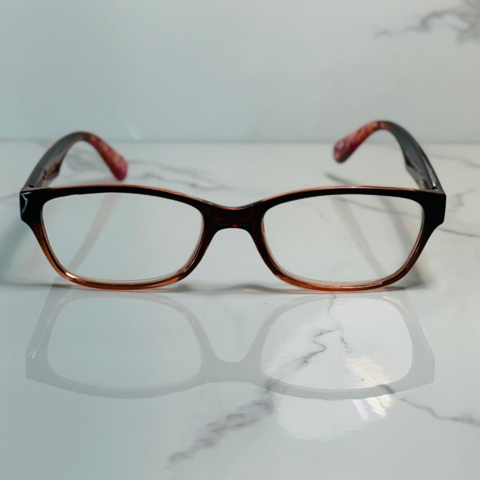 Foster Grant Carlee Brown Reading Glasses +1.25 Tortoise Rectangular Readers
